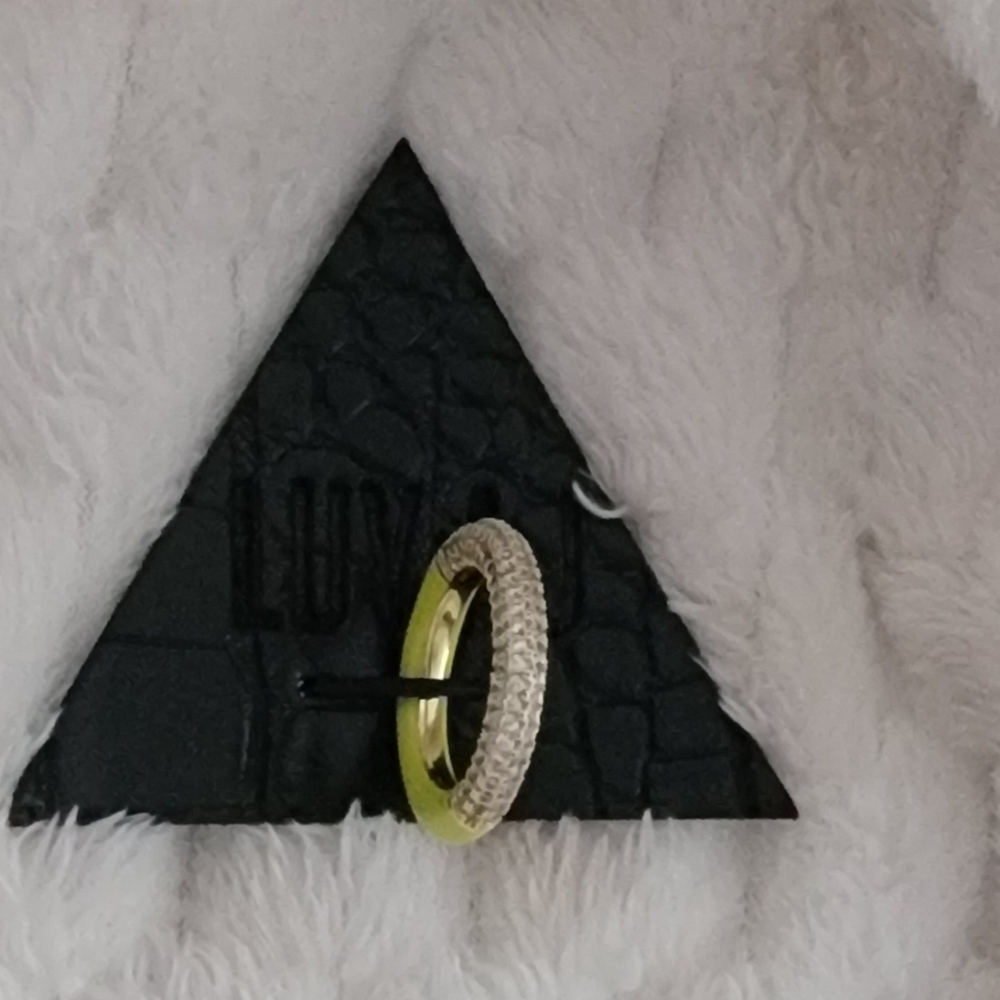 Luv AJ Pave Amafili Neon Yellow Ring Sz 8 - Picture 4 of 7